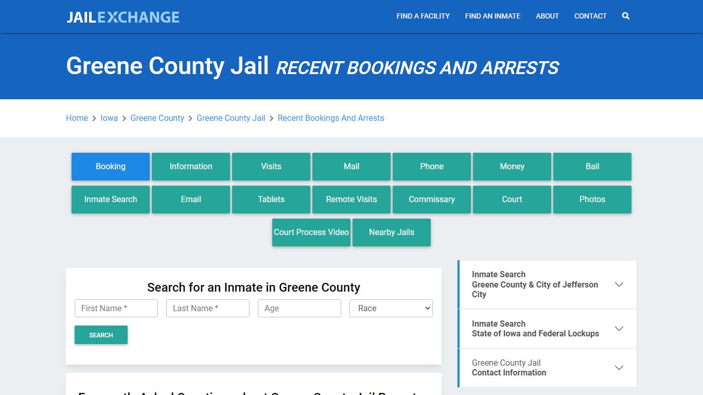 Greene County Jail IA Recent Arrests and Bookings - Jail Exchange